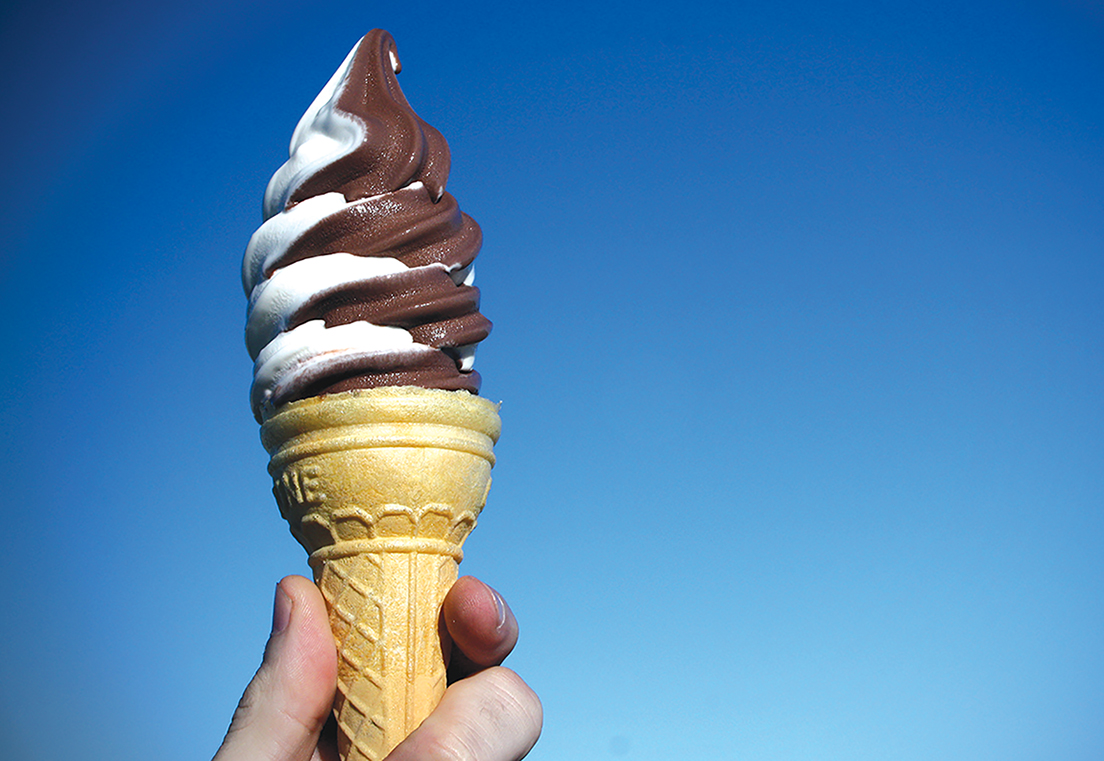 vanilla and chocolate mister softie cone